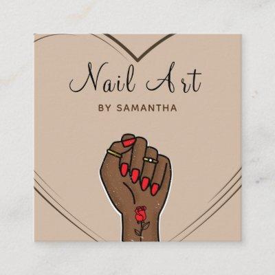 Nail Art Salon Boho Elegant Drawn Hand & Heart Square