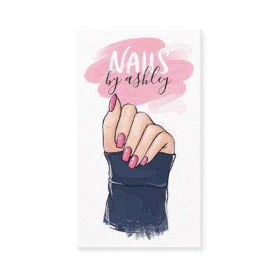 Nail salon girly pink trendy nails illustration