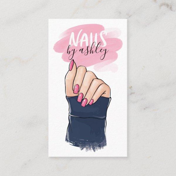 Nail salon girly pink trendy nails illustration