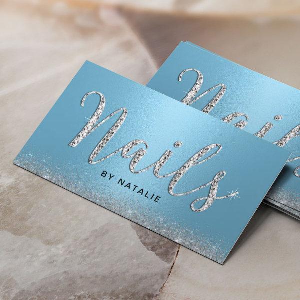 Nail Salon Light Blue Luxury Typography Manicurist