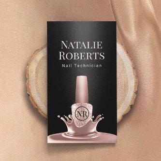 Nail Salon Manicurist Rose Gold Polish Black