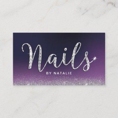 Nail Salon Purple Luxury Diamond Typography