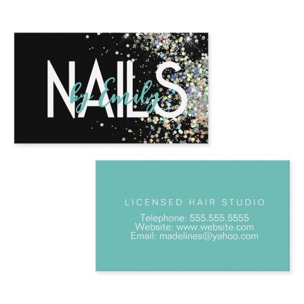 Nail Studio Designer Galaxy Art Teal Black
