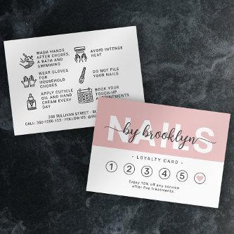 Nail Tech Blush Pink Script  Loyalty Card