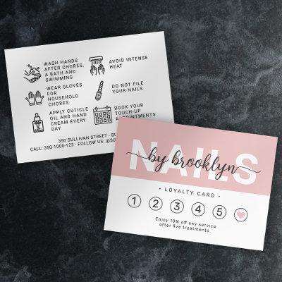 Nail Tech Blush Pink Script  Loyalty Card