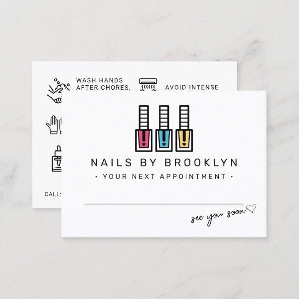 Nail Tech Gel Polish Aftercare Appointment Card