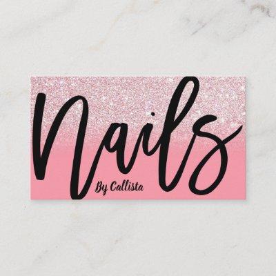 Nail Tech Girly Pink Glitter Ombre Typography