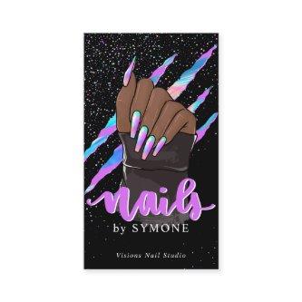 Nail Tech Holographic Claw Scratch Nail Shop Logo
