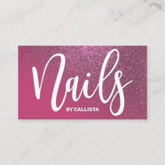 Nail Technician Berry Pink Glitter Typography