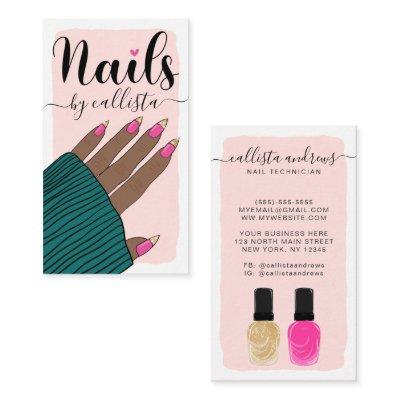 Nail Technician Girly Pink Gold Hand Illustration