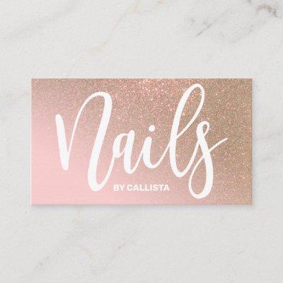 Nail Technician Pink Gold Glitter Typography