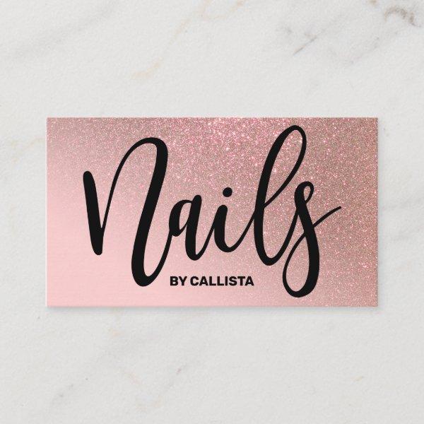 Nail Technician Pink Rose Gold Glitter Typography