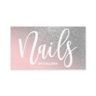 Nail Technician Pink Silver Glitter Typography