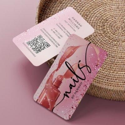 Nail Technician Rose Gold & Pink QR Code