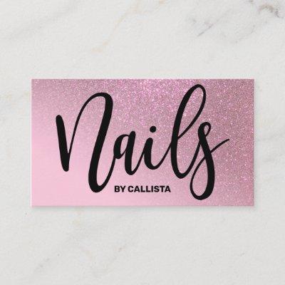Nail Technician Rose Pink Glitter Typography