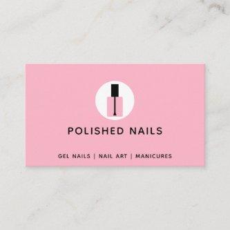 Nail Technician Salon Pink & Black Polish Bottle