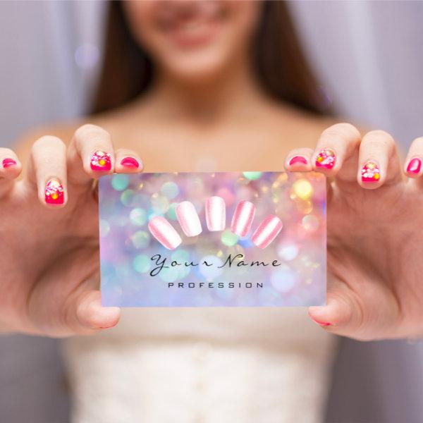 Nails Artist Pink Wow Manicure Pedicure Holograph