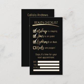 Nails Gold Black Beauty Checklist Business Logo Appointment Card
