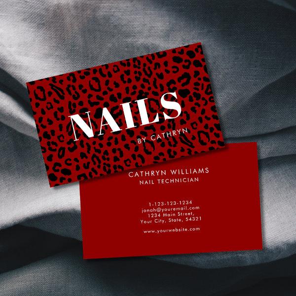 Nails Red Animal Print Nail Technician