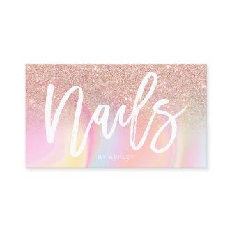 Nails script rose gold glitter chic marble