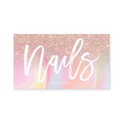 Nails script rose gold glitter chic marble