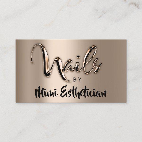 Nails Studio Artist Nails Logo Script Metalic