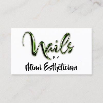Nails Studio Artist Nails Script Logo White Green