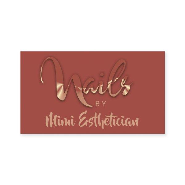 Nails Studio Artist Red Nails Script Gold Brown