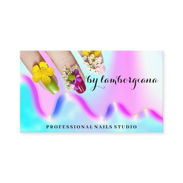 Nails Studio Logo Holograph QR Code Elegant