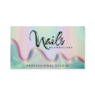 Nails Studio Logo Holograph QR Code Teal Fog