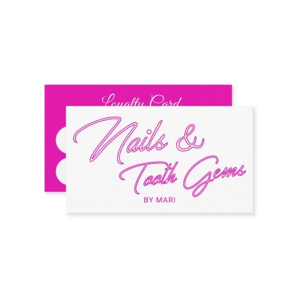 Nails & Tooth Gems Neon Pink Salon Loyalty Punch