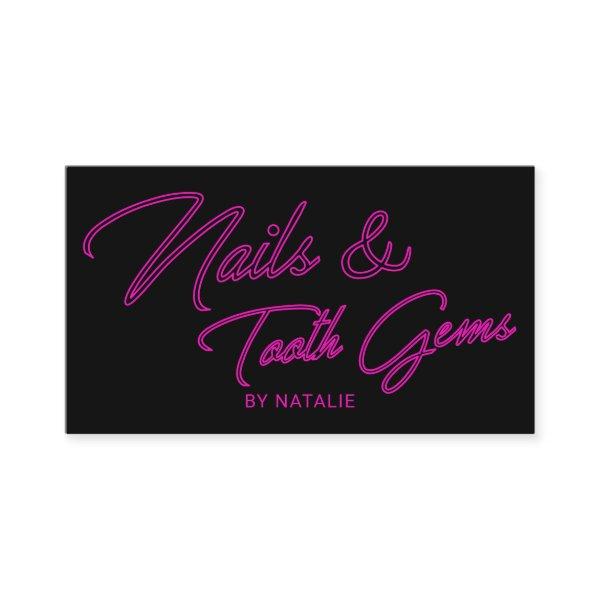 Nails & Tooth Gems Neon Pink Typography Salon