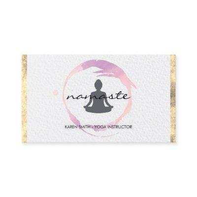 Namaste Yoga Lotus Position Gold Trim Grunge