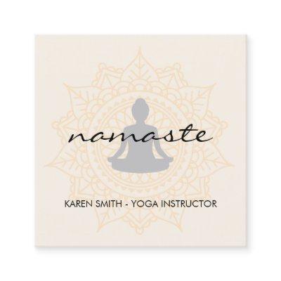 Namaste Yoga Tribal Pattern with lotus position Square