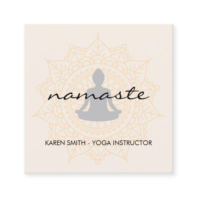 Namaste Yoga Tribal Pattern with lotus position Square