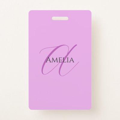 Name Monogram Initial Letter Orchid & Lilac Badge