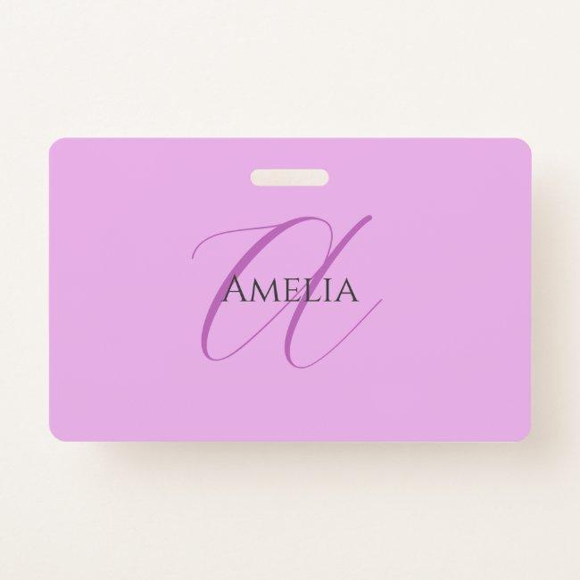 Name Monogram Initial Letter Orchid & Lilac Badge