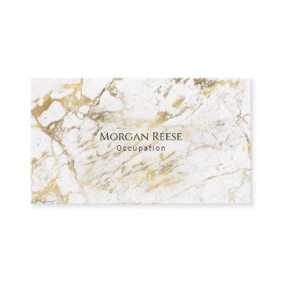 Name & Occupation, QR code, White & Gold Marble