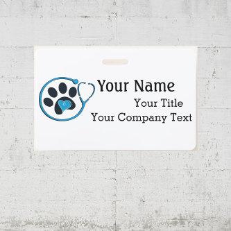 Name Tag with Veterinarian Logo Custom Text Badge