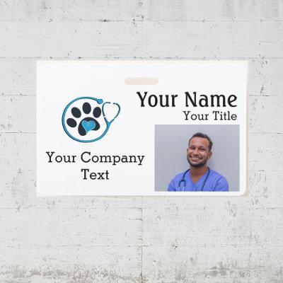 Name Tag with Veterinarian Logo Text PHOTO ID b Badge