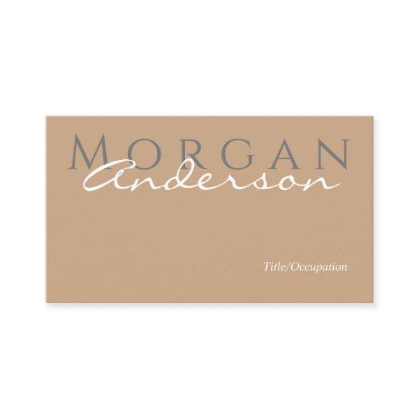 Name Title & Contact Info, QR code, Tan Grey White