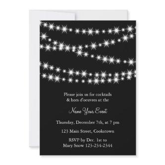 Name your Event Black Twinkle Lights Invitation