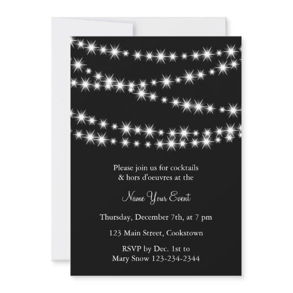 Name your Event Black Twinkle Lights Invitation