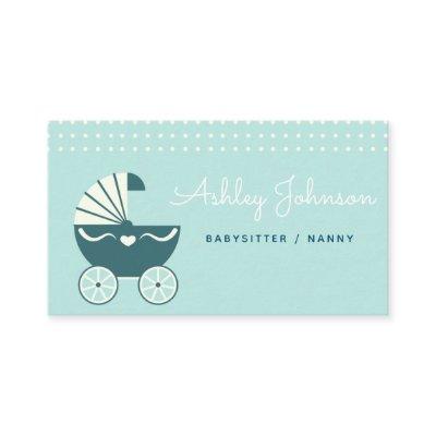 Nanny Babysitter Cute Stroller Baby Blue Elegant