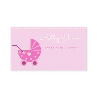 Nanny Babysitter Simple Cute Pink Stroller Newborn