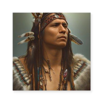 Native American Indian Warrior Graphic Square