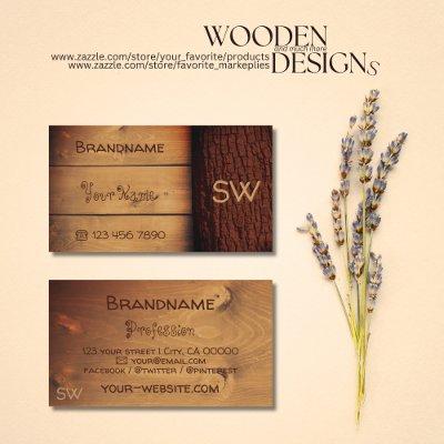 Natural Rustic Wooden Boards Tree Bark Monogram