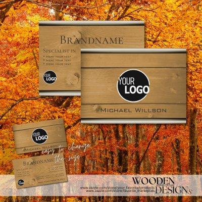 Natural Wood Grain Rustic Wooden Boards with Logo
