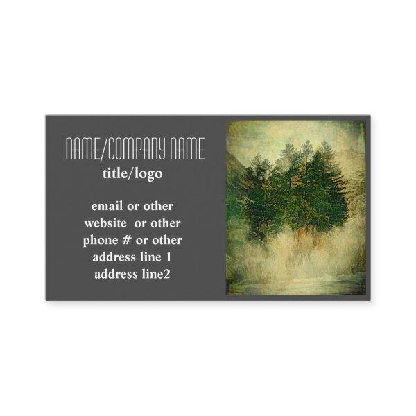 nature art mountain pine trees on gray and white