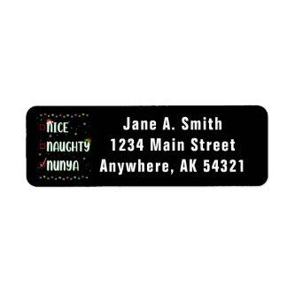 Naughty Nice Nunya Business Santa’s Xmas List Fun Label